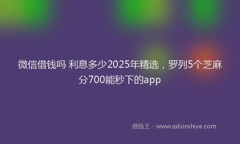 微信借钱吗 利息多少2025年精选，罗列5个芝麻分700能秒下的app