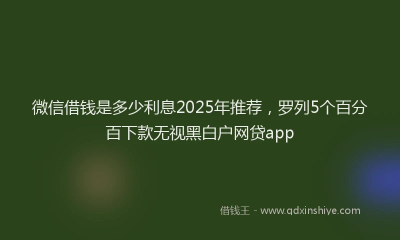 微信借钱是多少利息2025年推荐，罗列5个百分百下款无视黑白户网贷app