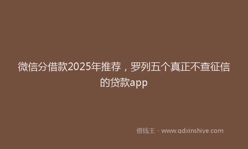 微信分借款2025年推荐，罗列五个真正不查征信的贷款app