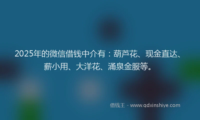 2025年的微信借钱中介有：葫芦花、现金直达、薪小用、大洋花、涌泉金服等。