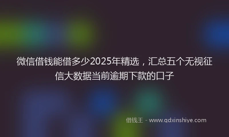 微信借钱能借多少2025年精选，汇总五个无视征信大数据当前逾期下款的口子