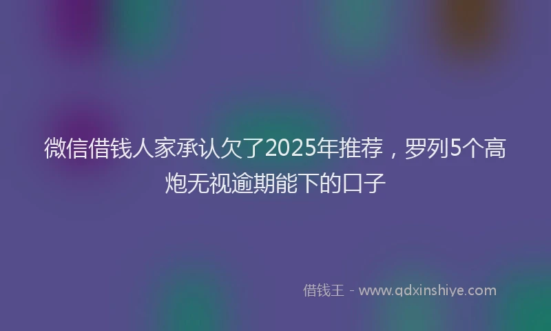 微信借钱人家承认欠了2025年推荐，罗列5个高炮无视逾期能下的口子