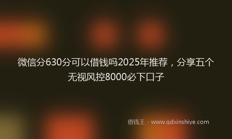 微信分630分可以借钱吗2025年推荐，分享五个无视风控8000必下口子