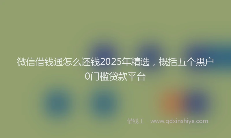 微信借钱通怎么还钱2025年精选，概括五个黑户0门槛贷款平台