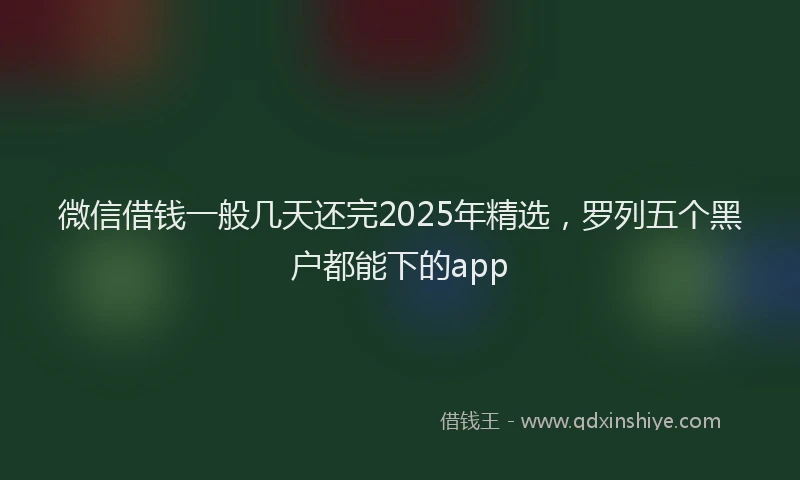 微信借钱一般几天还完2025年精选，罗列五个黑户都能下的app
