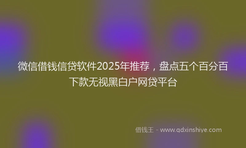 微信借钱信贷软件2025年推荐，盘点五个百分百下款无视黑白户网贷平台