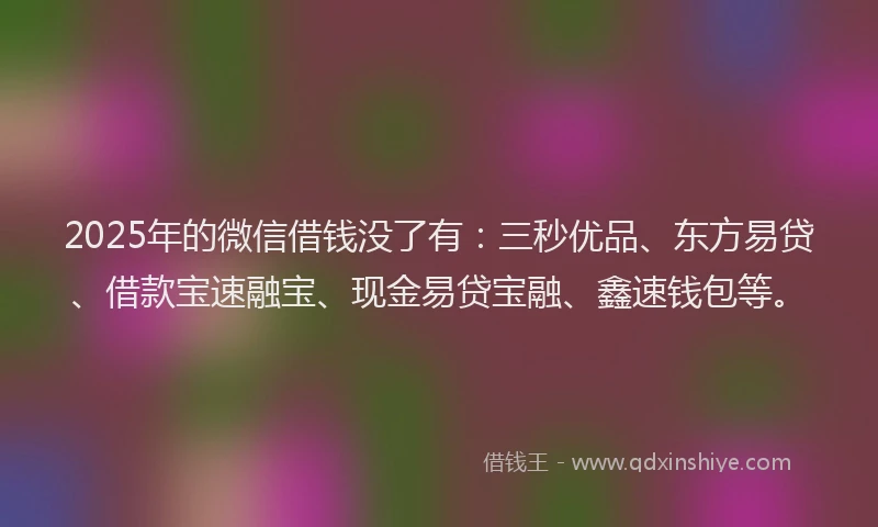 2025年的微信借钱没了有：三秒优品、东方易贷、借款宝速融宝、现金易贷宝融、鑫速钱包等。