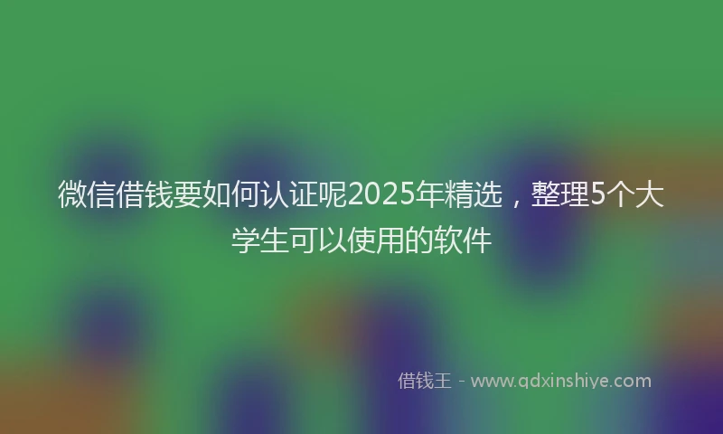 微信借钱要如何认证呢2025年精选，整理5个大学生可以使用的软件