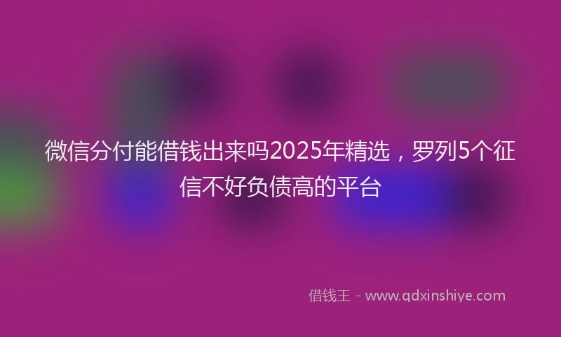 微信分付能借钱出来吗2025年精选，罗列5个征信不好负债高的平台