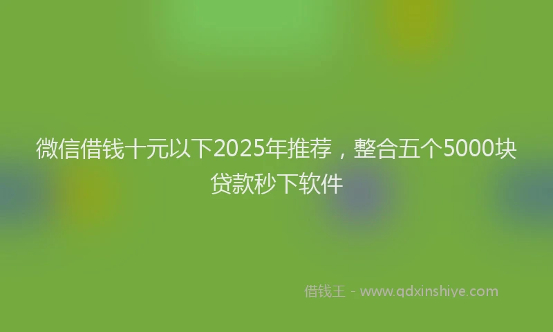 微信借钱十元以下2025年推荐，整合五个5000块贷款秒下软件