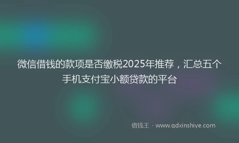 微信借钱的款项是否缴税2025年推荐，汇总五个手机支付宝小额贷款的平台