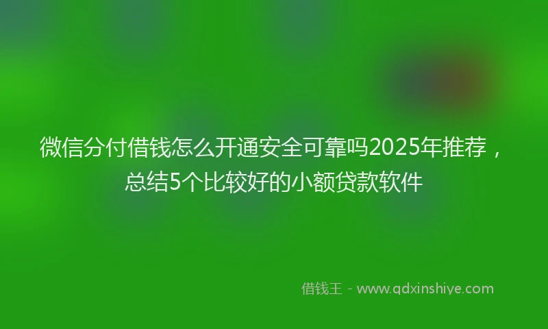 微信分付借钱怎么开通安全可靠吗2025年推荐，总结5个比较好的小额贷款软件