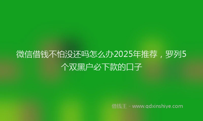 微信借钱不怕没还吗怎么办2025年推荐，罗列5个双黑户必下款的口子