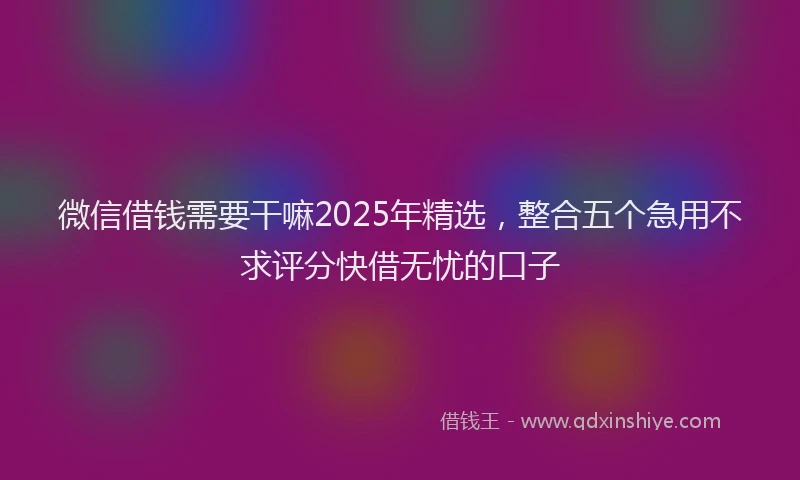 微信借钱需要干嘛2025年精选，整合五个急用不求评分快借无忧的口子