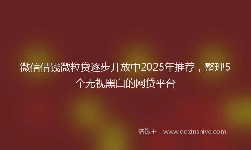 微信借钱微粒贷逐步开放中2025年推荐，整理5个无视黑白的网贷平台
