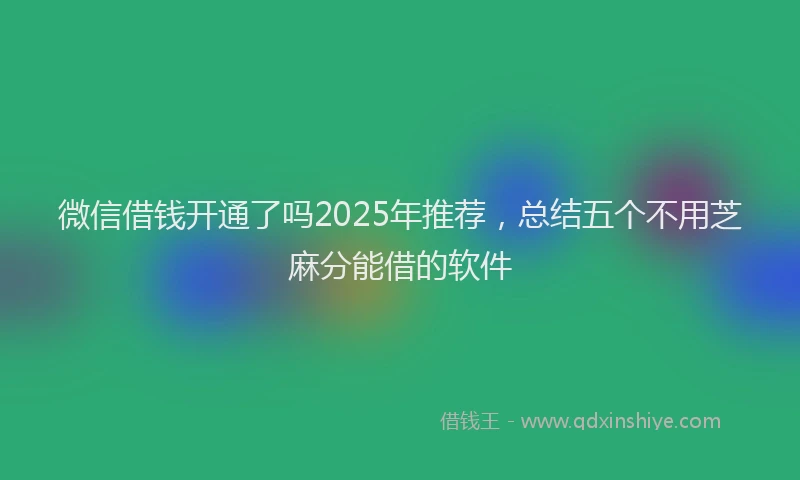 微信借钱开通了吗2025年推荐，总结五个不用芝麻分能借的软件