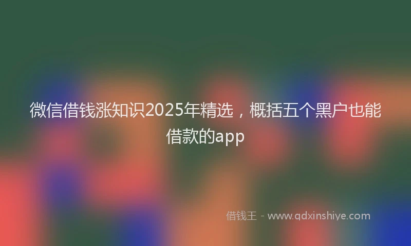 微信借钱涨知识2025年精选，概括五个黑户也能借款的app