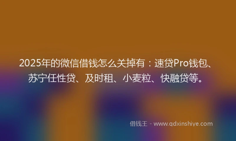 2025年的微信借钱怎么关掉有：速贷Pro钱包、苏宁任性贷、及时租、小麦粒、快融贷等。