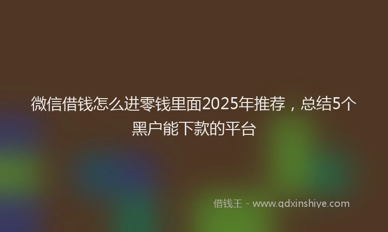 微信借钱怎么进零钱里面2025年推荐，总结5个黑户能下款的平台