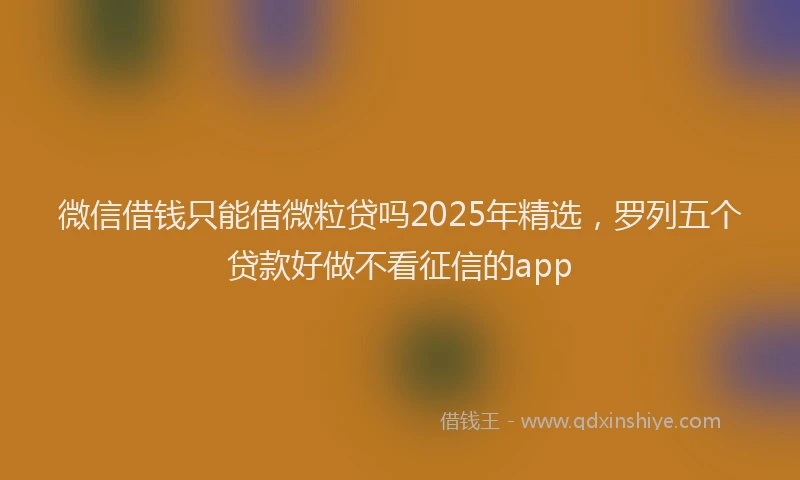 微信借钱只能借微粒贷吗2025年精选，罗列五个贷款好做不看征信的app