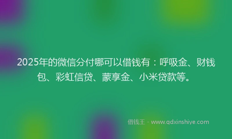 2025年的微信分付哪可以借钱有：呼吸金、财钱包、彩虹信贷、蒙享金、小米贷款等。