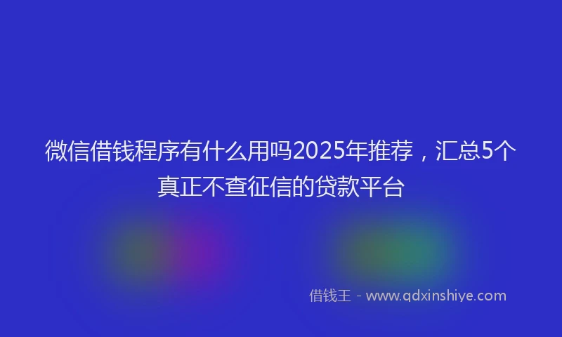 微信借钱程序有什么用吗2025年推荐，汇总5个真正不查征信的贷款平台
