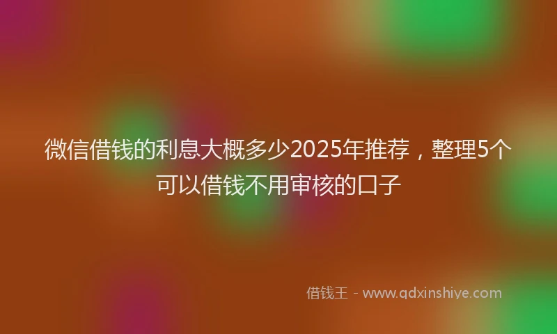 微信借钱的利息大概多少2025年推荐，整理5个可以借钱不用审核的口子