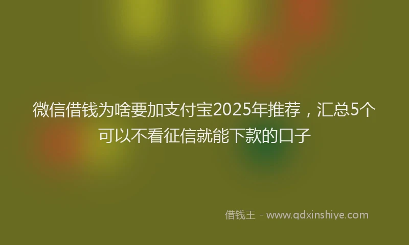 微信借钱为啥要加支付宝2025年推荐，汇总5个可以不看征信就能下款的口子