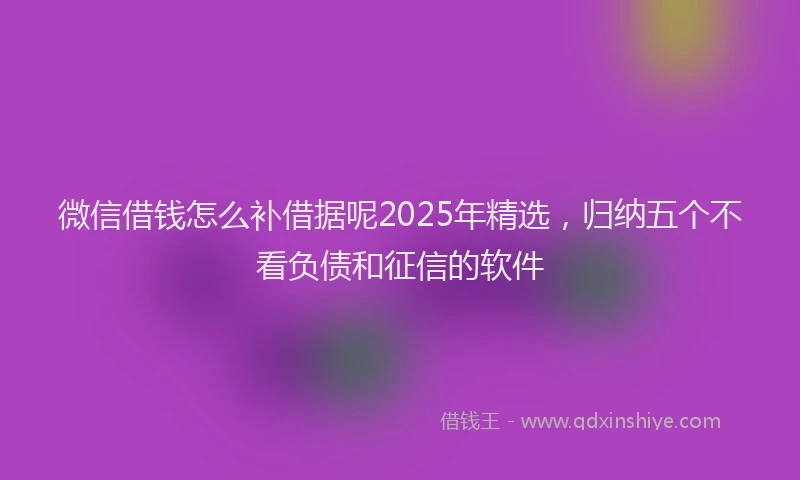 微信借钱怎么补借据呢2025年精选，归纳五个不看负债和征信的软件