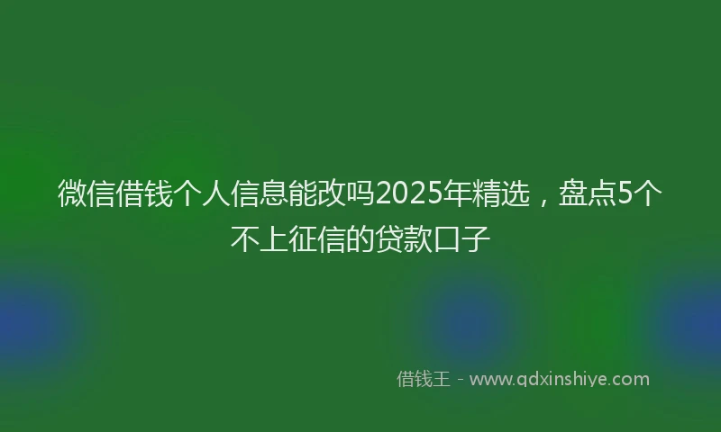 微信借钱个人信息能改吗2025年精选，盘点5个不上征信的贷款口子