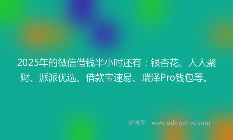 2025年的微信借钱半小时还有：银杏花、人人聚财、派派优选、借款宝速易、瑞泽Pro钱包等。