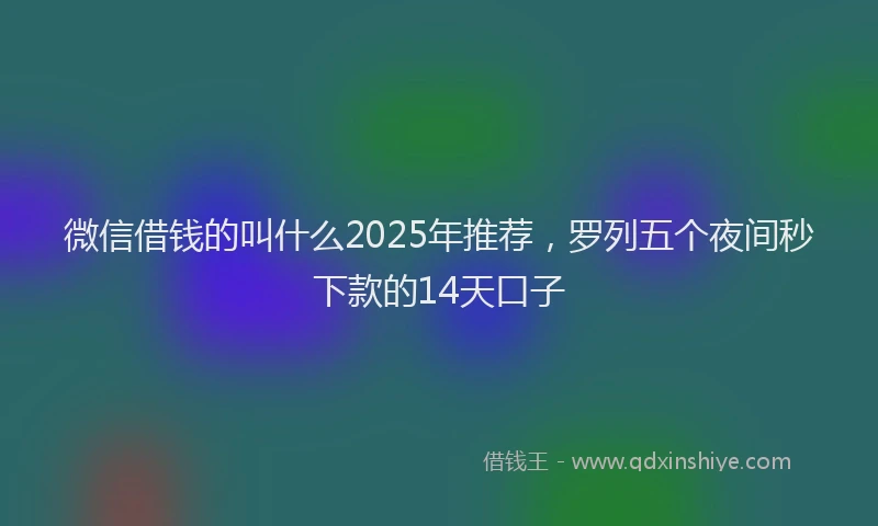 微信借钱的叫什么2025年推荐，罗列五个夜间秒下款的14天口子