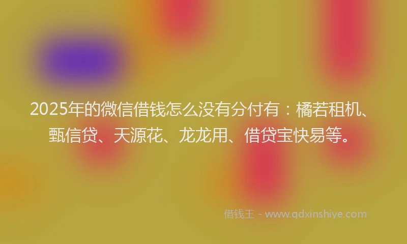 2025年的微信借钱怎么没有分付有：橘若租机、甄信贷、天源花、龙龙用、借贷宝快易等。