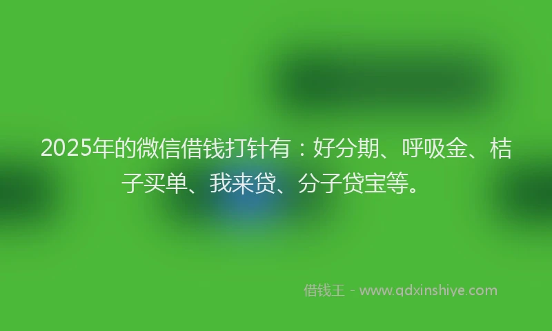 2025年的微信借钱打针有：好分期、呼吸金、桔子买单、我来贷、分子贷宝等。