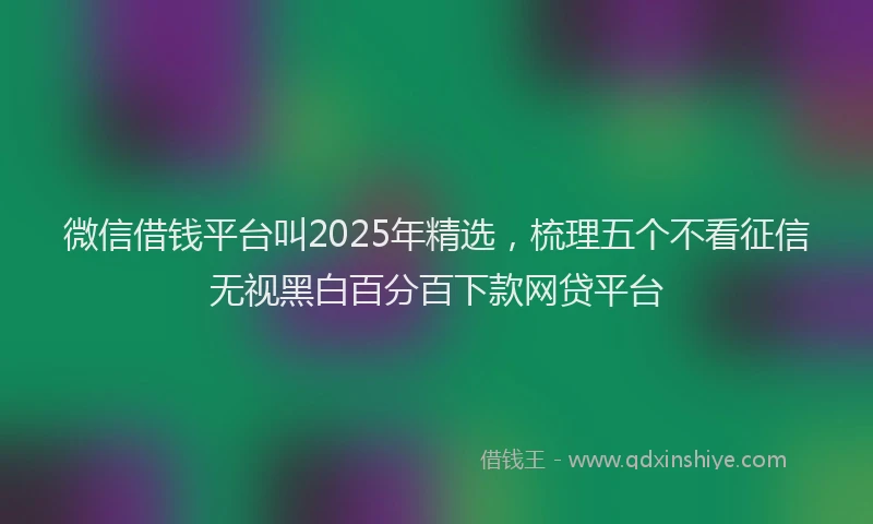 微信借钱平台叫2025年精选，梳理五个不看征信无视黑白百分百下款网贷平台