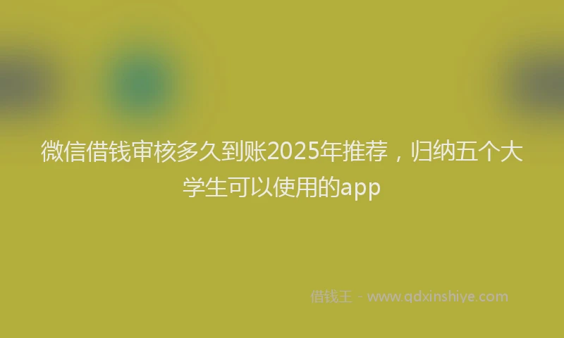 微信借钱审核多久到账2025年推荐，归纳五个大学生可以使用的app
