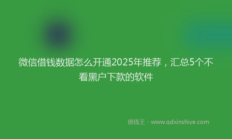微信借钱数据怎么开通2025年推荐，汇总5个不看黑户下款的软件