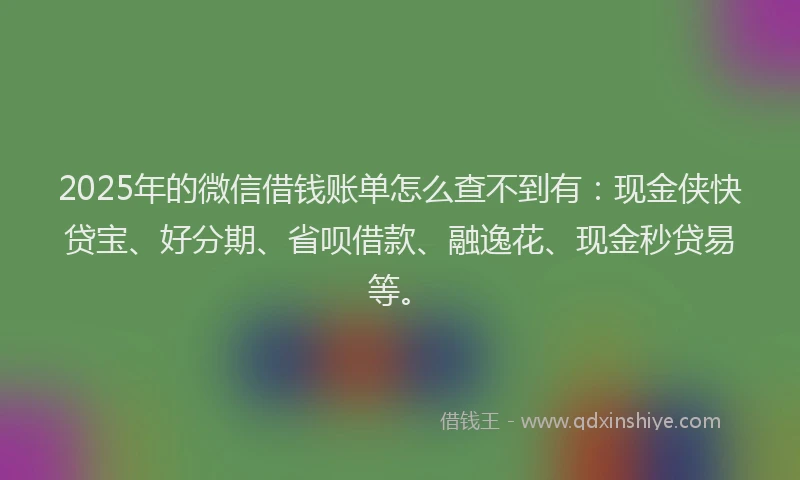 2025年的微信借钱账单怎么查不到有：现金侠快贷宝、好分期、省呗借款、融逸花、现金秒贷易等。
