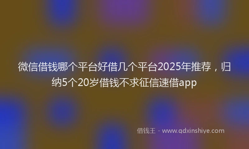 微信借钱哪个平台好借几个平台2025年推荐，归纳5个20岁借钱不求征信速借app