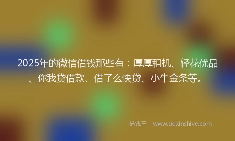 2025年的微信借钱那些有：厚厚租机、轻花优品、你我贷借款、借了么快贷、小牛金条等。