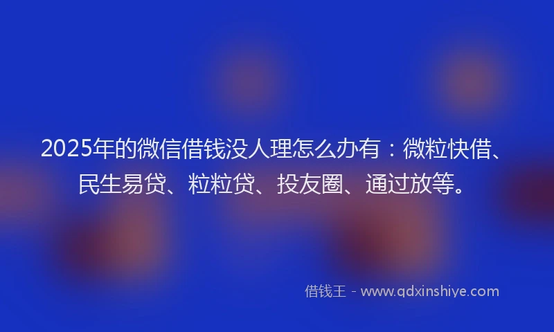 2025年的微信借钱没人理怎么办有：微粒快借、民生易贷、粒粒贷、投友圈、通过放等。