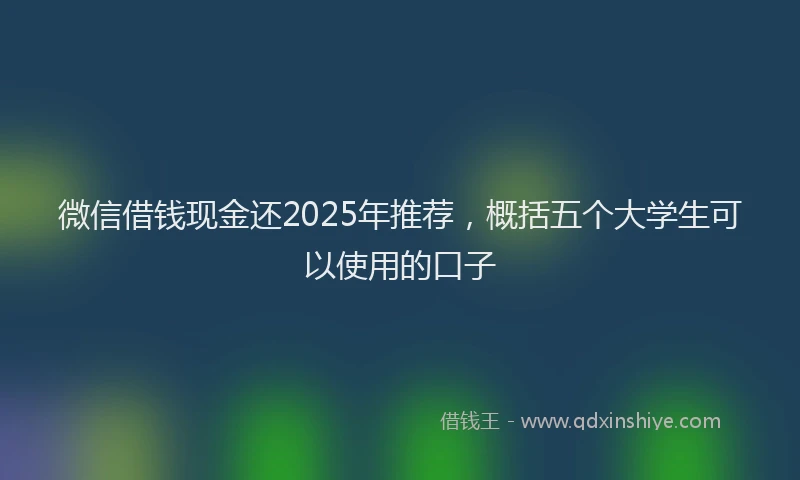 微信借钱现金还2025年推荐，概括五个大学生可以使用的口子