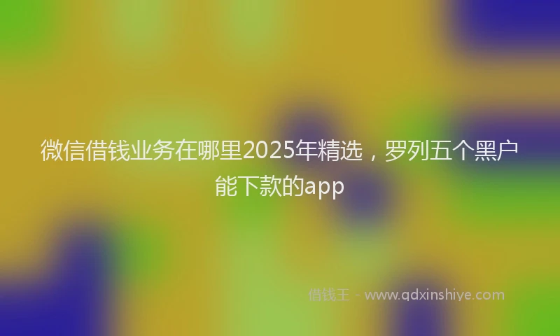 微信借钱业务在哪里2025年精选，罗列五个黑户能下款的app
