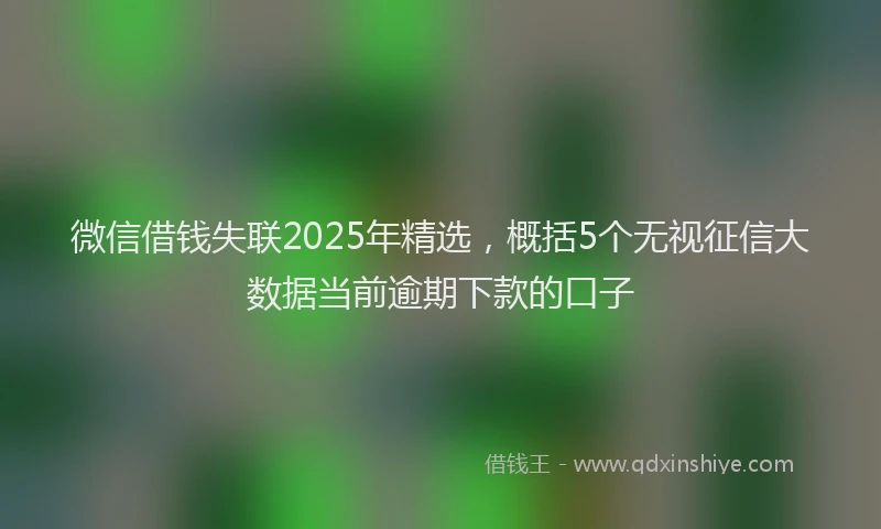 微信借钱失联2025年精选，概括5个无视征信大数据当前逾期下款的口子