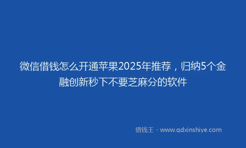 微信借钱怎么开通苹果2025年推荐，归纳5个金融创新秒下不要芝麻分的软件