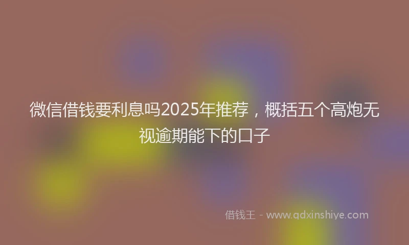 微信借钱要利息吗2025年推荐，概括五个高炮无视逾期能下的口子
