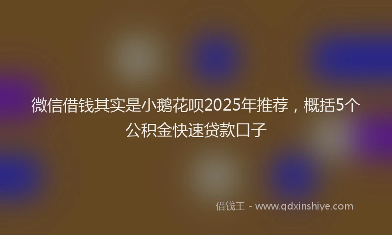 微信借钱其实是小鹅花呗2025年推荐，概括5个公积金快速贷款口子