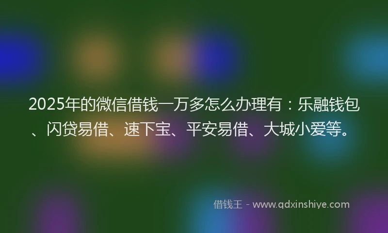 2025年的微信借钱一万多怎么办理有：乐融钱包、闪贷易借、速下宝、平安易借、大城小爱等。