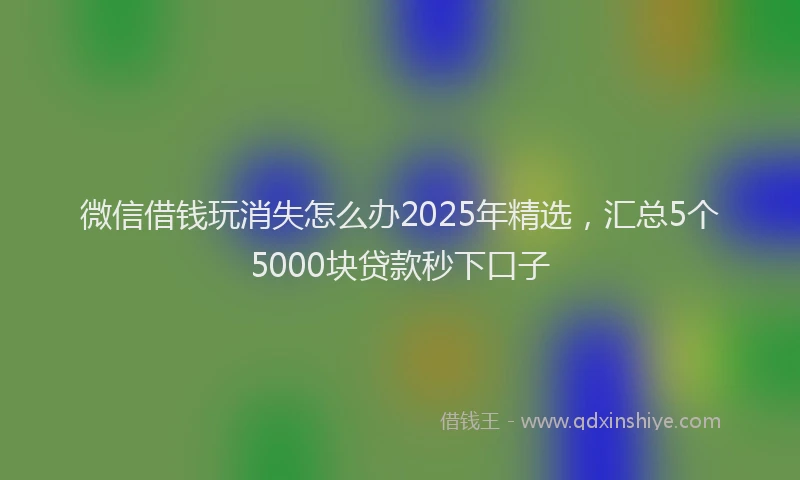 微信借钱玩消失怎么办2025年精选，汇总5个5000块贷款秒下口子