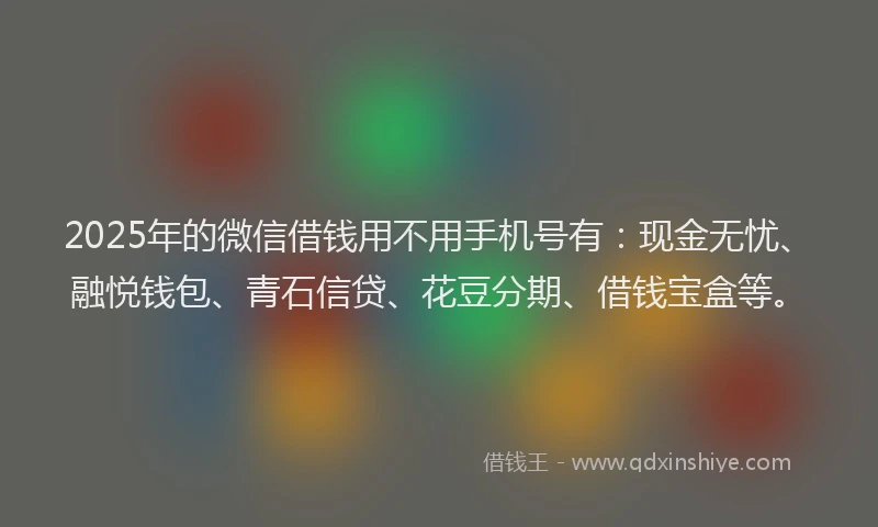 2025年的微信借钱用不用手机号有：现金无忧、融悦钱包、青石信贷、花豆分期、借钱宝盒等。